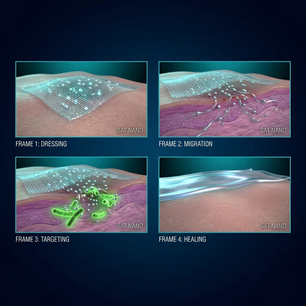 Storyboard von Silbernanopartikeln für medizinische Anwendungen